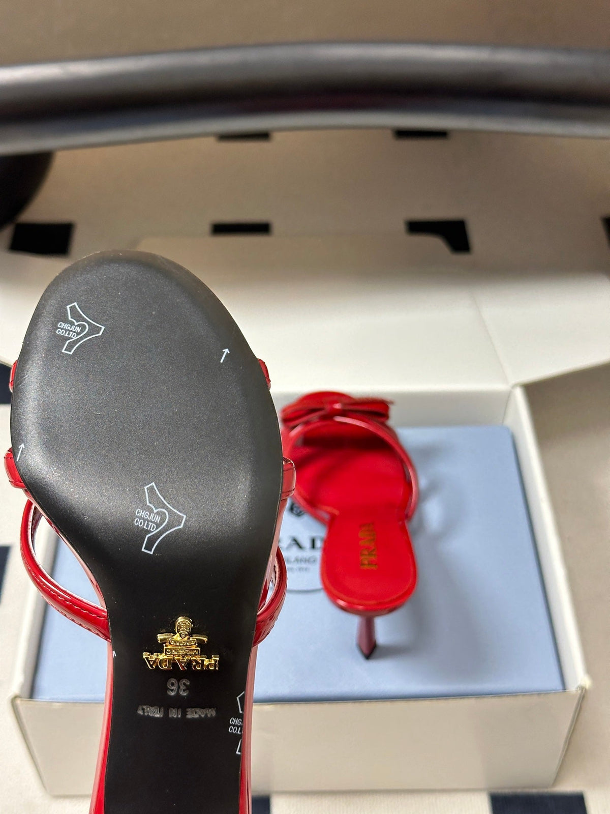Prada Open-Toe Sandal 7.5cm Red Patent Leather 834805