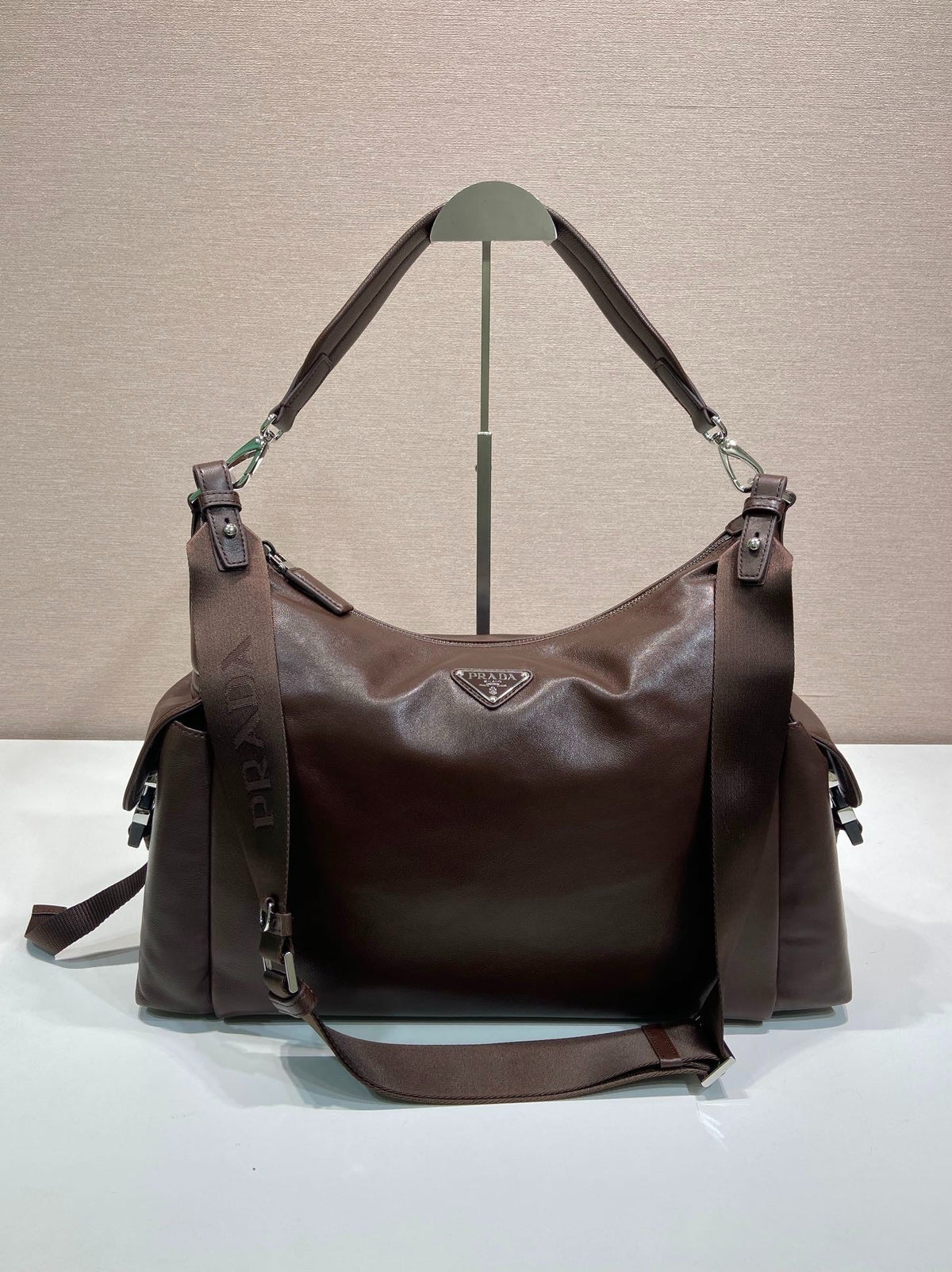 Prada 2026 Explore Bag 43cm Black and Brown Calfskin 351855
