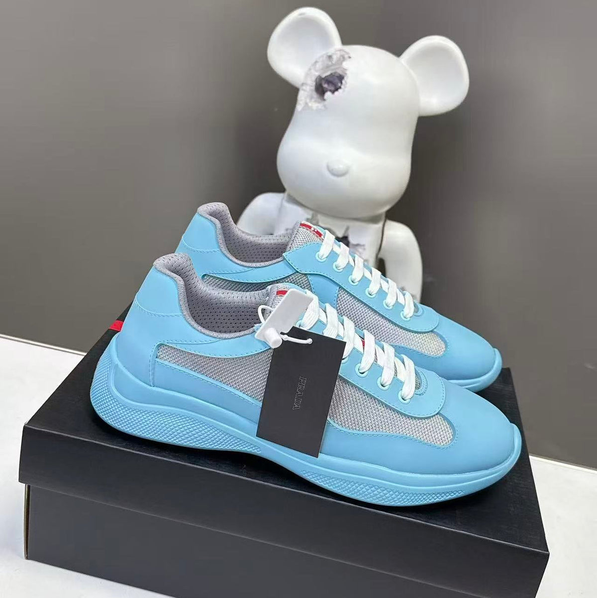 Prad America's Cup Logo Tag Sneakers Blue Soft Rubber & Bike Fabric 951926