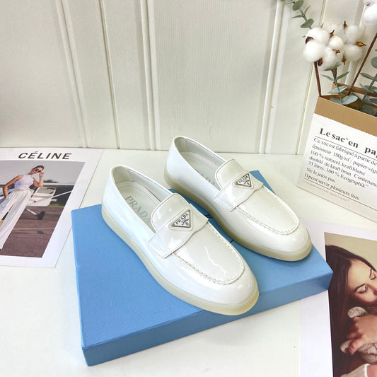 Prada Silhouette Loafers White Patent Leather 839213