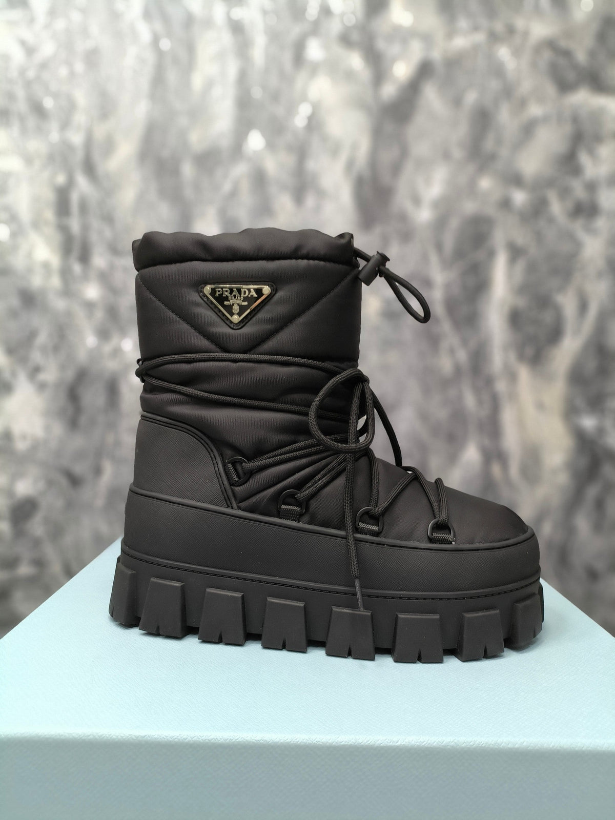 PRA RE-NYLON GABARDINE APRÈS SKI BOOTIES BLACK