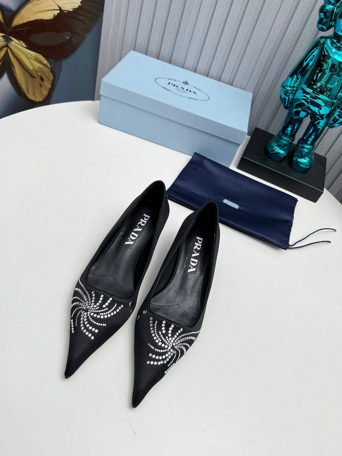 Prada 26SS Pumps 4cm Black Satin 680959