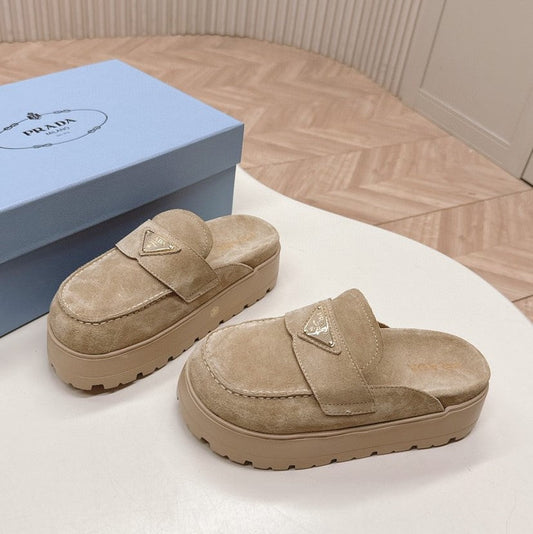 Prada 26s Flatform Mules Khahi Suede 001