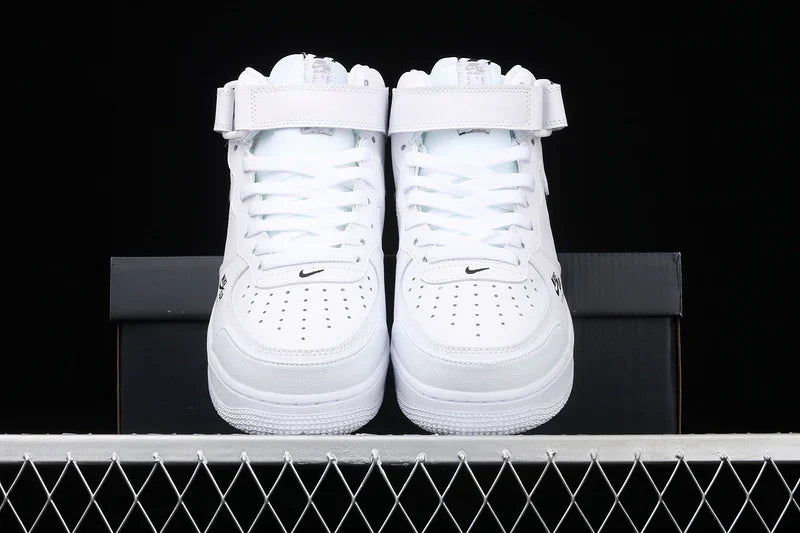 Nike Air Force 1 Mid "All White/Black"