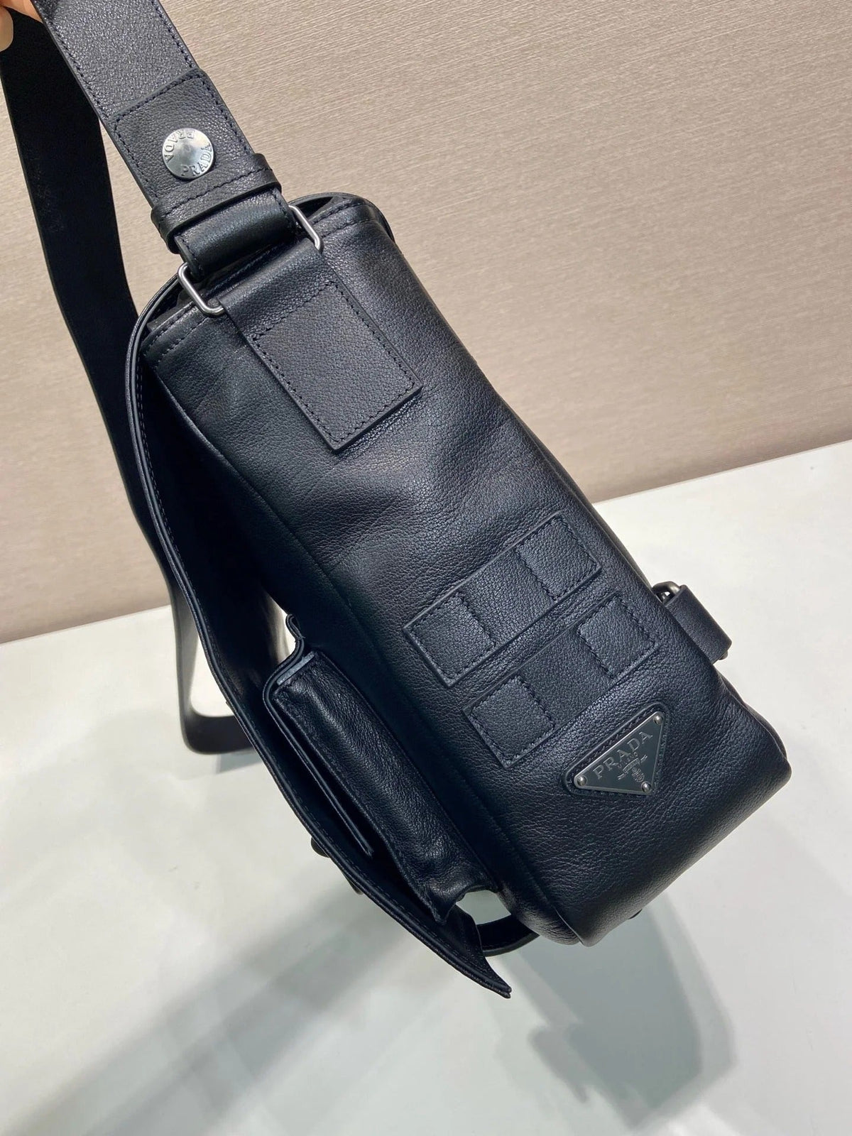 Prada 2026 Messenger Bag 34cm Black Leather