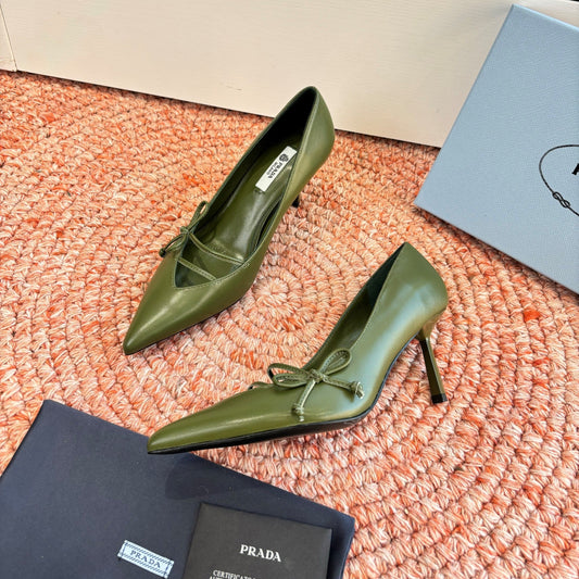 Prada G887 26s Slingback Olive Green Cowhide 604196