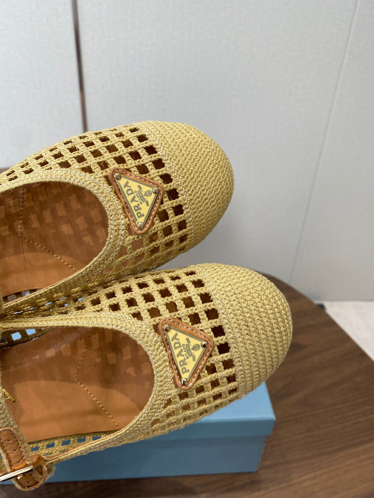 Prada 26s Ballet Flat Deep Beige Leather Fabric 727662
