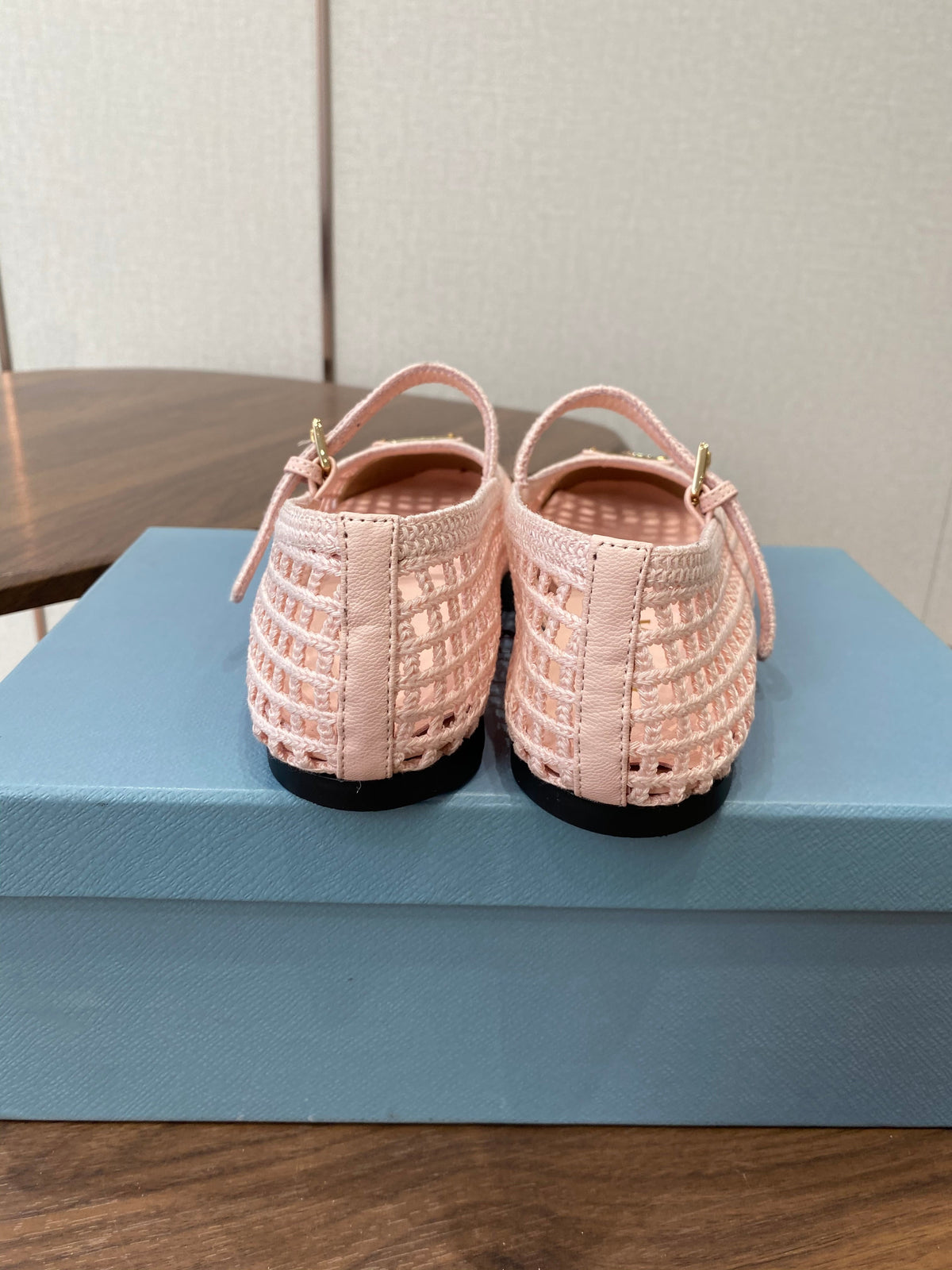 Prada 26s Ballet Flat Light Pink Leather Fabric 727664