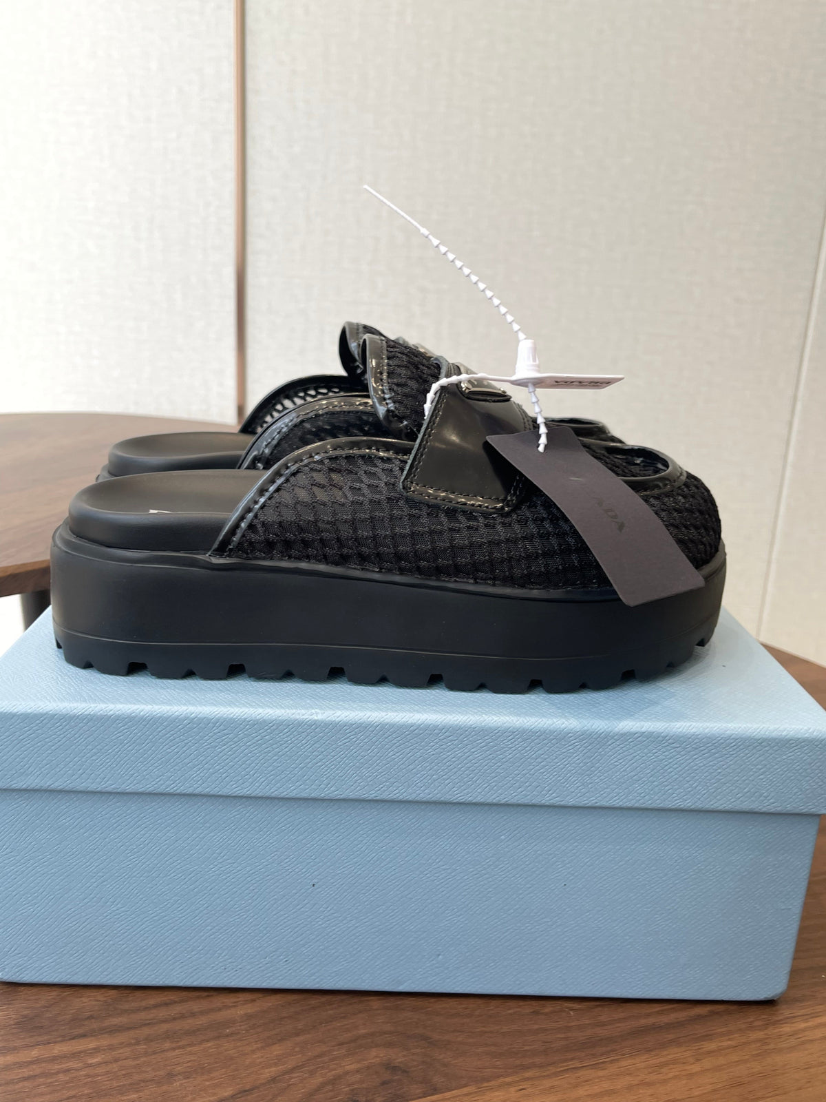 Prada 26s Mules Black Mesh Fabric 727681