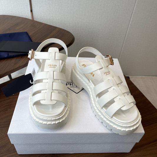 Prada Strappy Sandals 5.5cm White Leather 728558