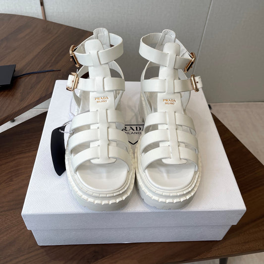 Prada Strappy Sandals 5.5cm White Leather 728560