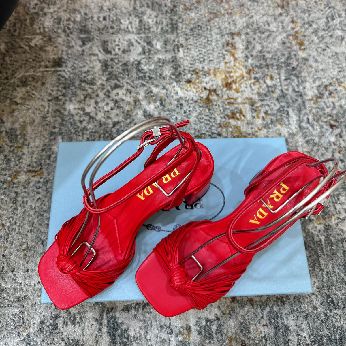 Prada Heeled Sandals 7cm Red Leather 804102