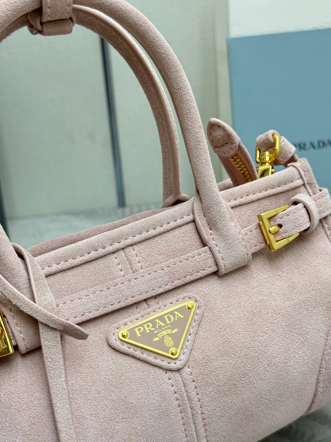 Pra Bonnie Bag 24cm Light Pink Suede Leather 293811