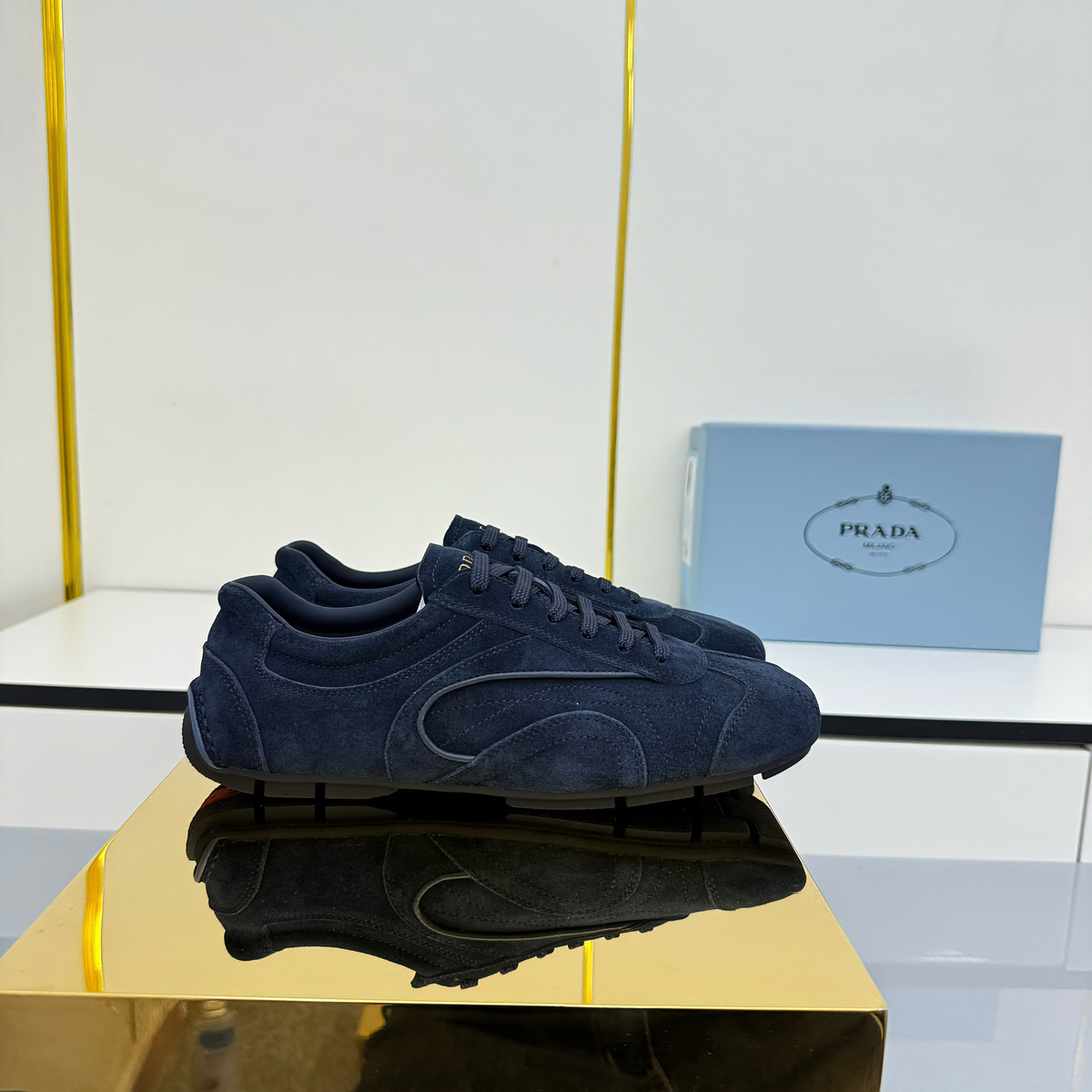 Prada Montecarlo Sneakers Dark Navy Blue Suede 565699
