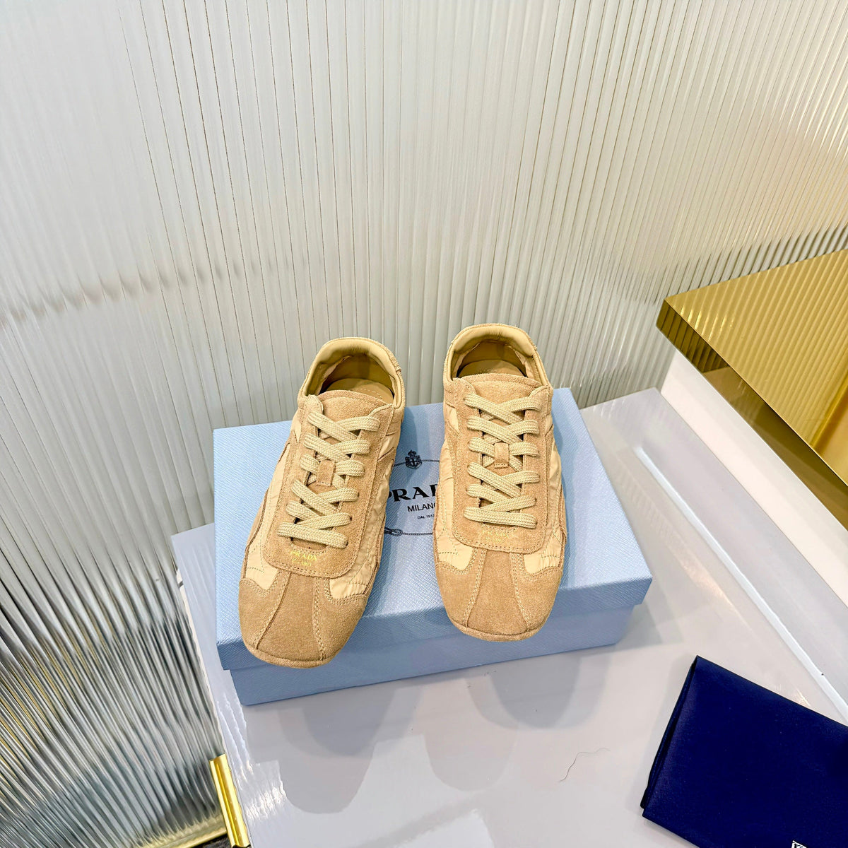 Prada Montecarlo Sneakers Khaki Re Nylon Suede 715028