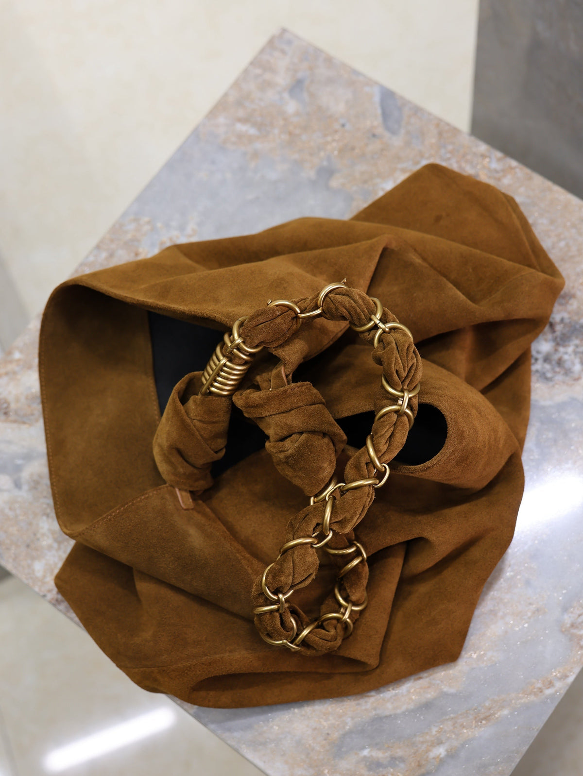 Prada AMALIA Tote Bag 40cm Dark Brown Suede GHW