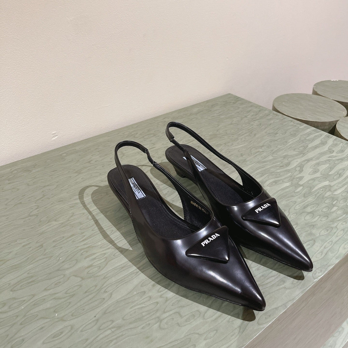 PRA 24ss Sling Back 30mm Black Patent Leather 449687