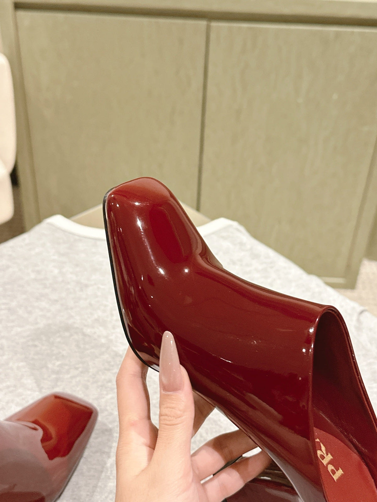 Prada Mules 85mm Burgundy Patent Leather 449618