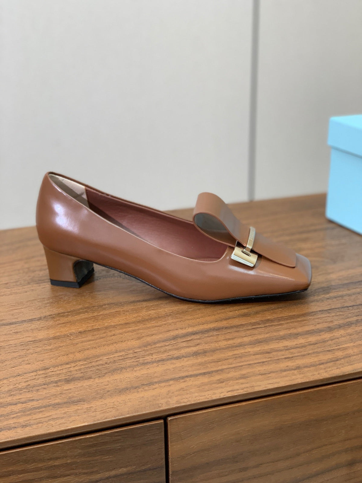 Prada Mary Jane 4.5cm Brown Glossy Leather 896181