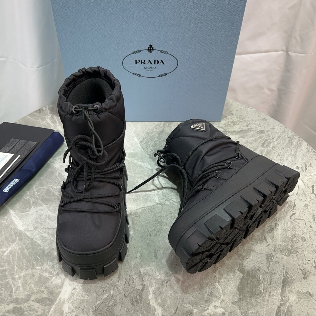 PRA Logo-Plaque Snow Boots Black Recycled Polyamide Cowhide 454745