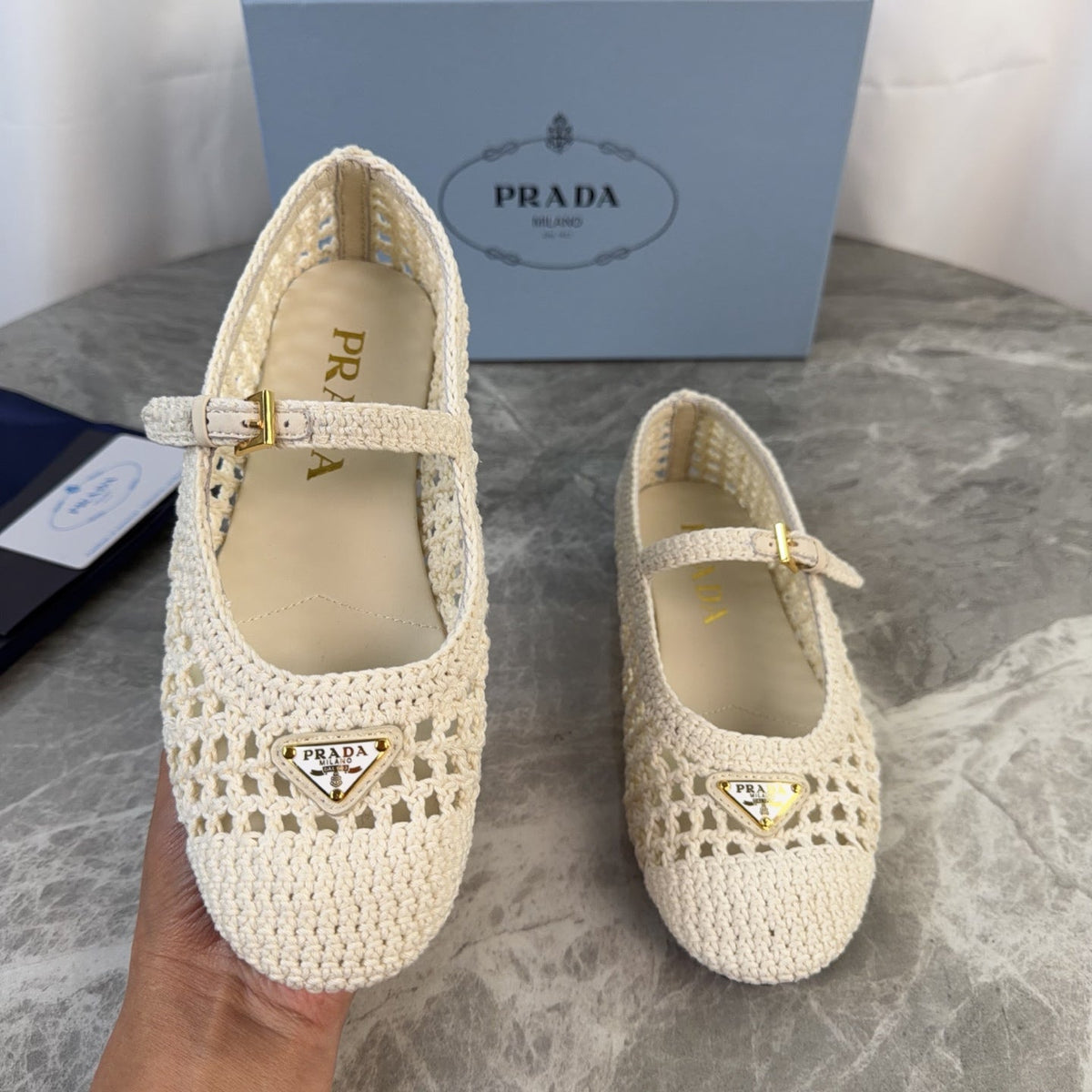 Pra 26s Ballet Flat White Leather Fabric 635155