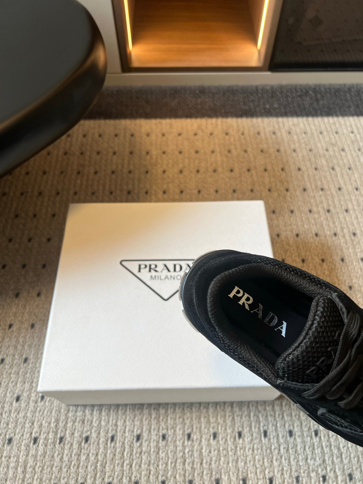 Prada 26s Monolith Sneakers Black Suede Mesh Fabric 971701