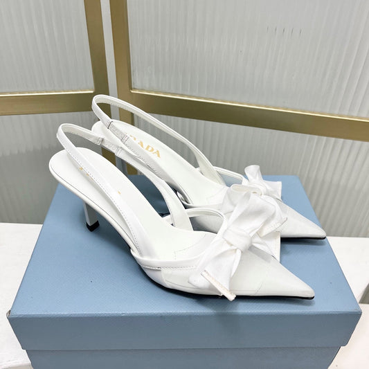 Prada Mesh Stiletto Sandals 7.5 White Sheepskin 606007