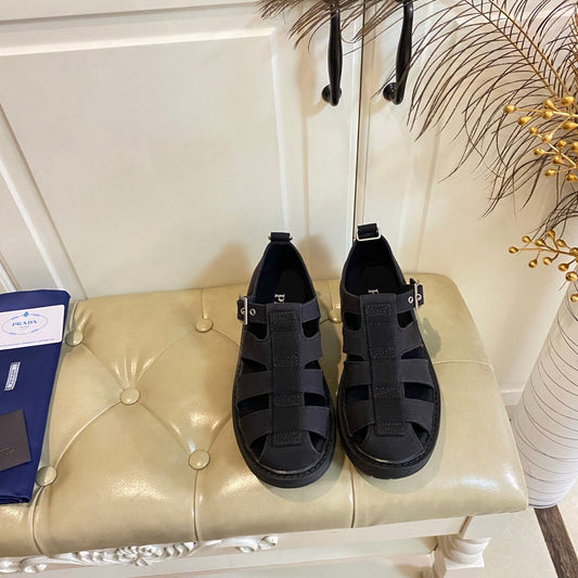 Prada Fisherman Sandal Black Canvas 687804