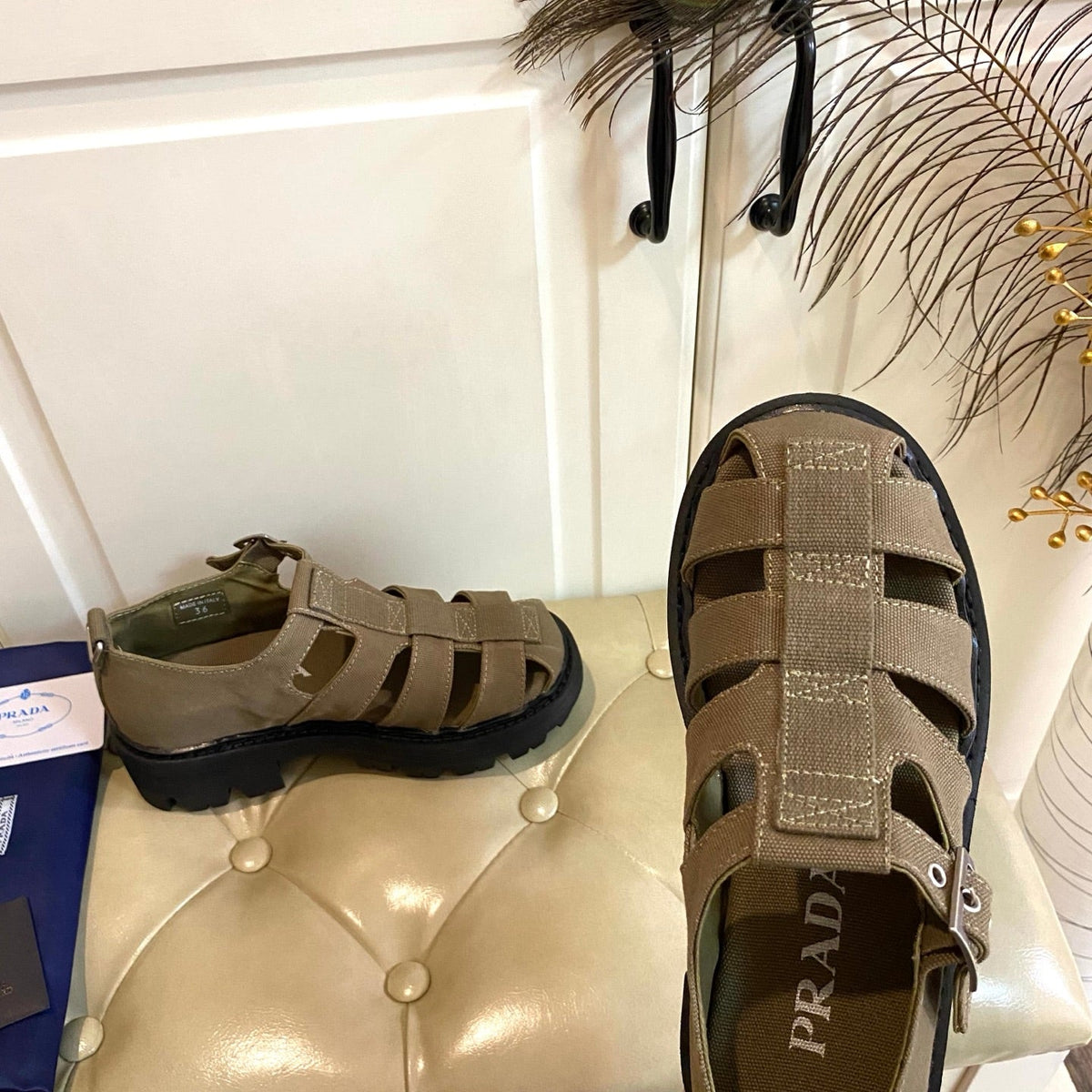 Prada Fisherman Sandal Military Green Canvas 687807