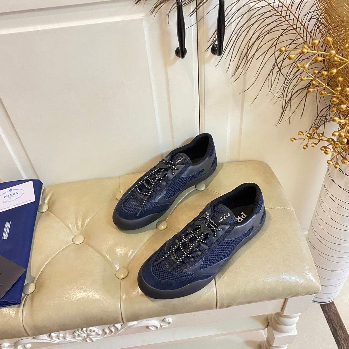 Prada Speedrock Sneaker Navy Blue Suede Mesh 687798