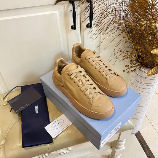 Prada 26s Court Sneakers Full Beige Leather 866068