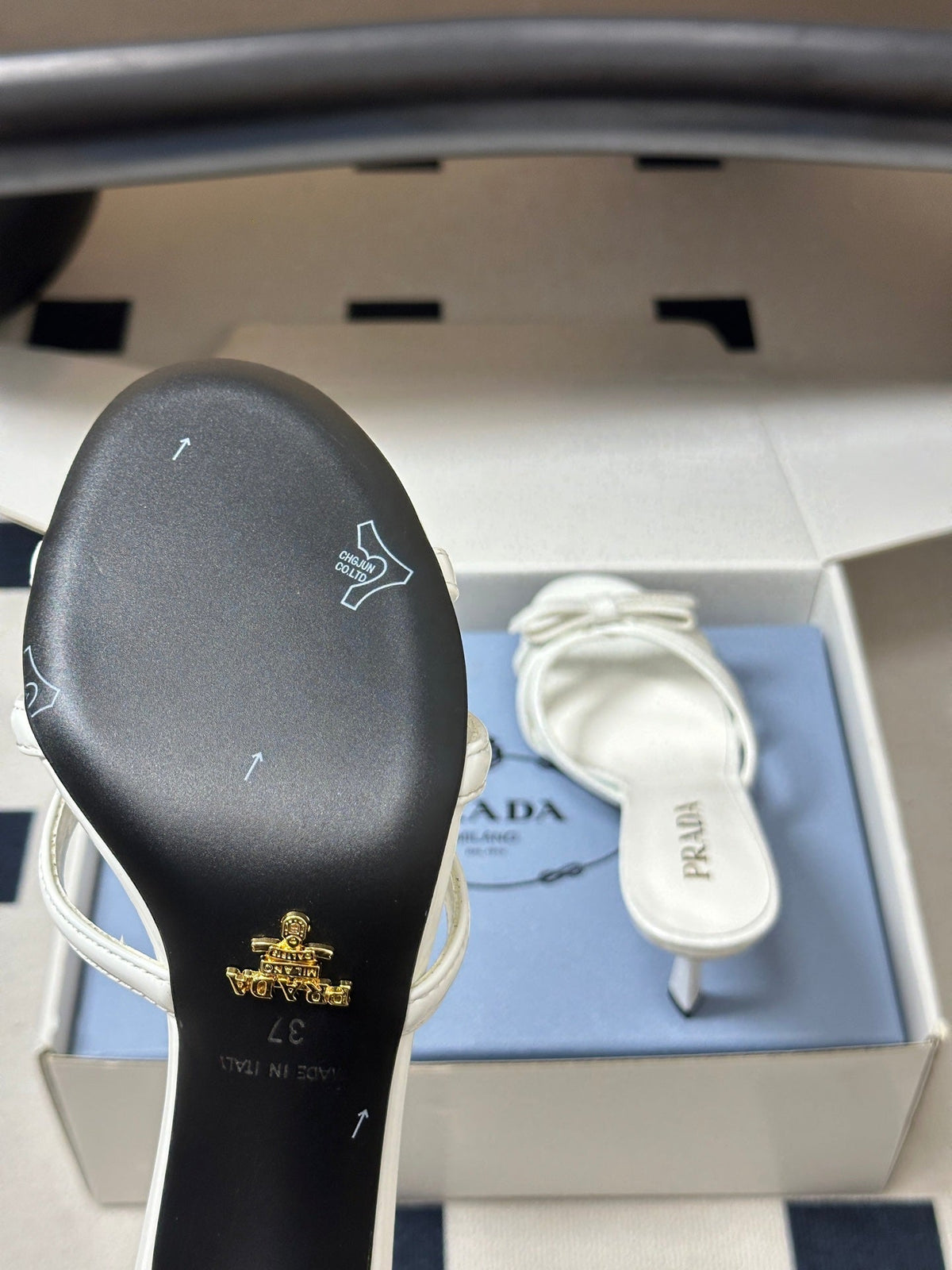 Prada Open-Toe Sandal 7.5cm White Patent Leather 834806