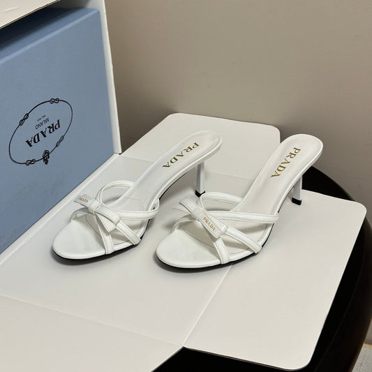 Prada Open-Toe Sandal 7.5cm White Patent Leather 834806