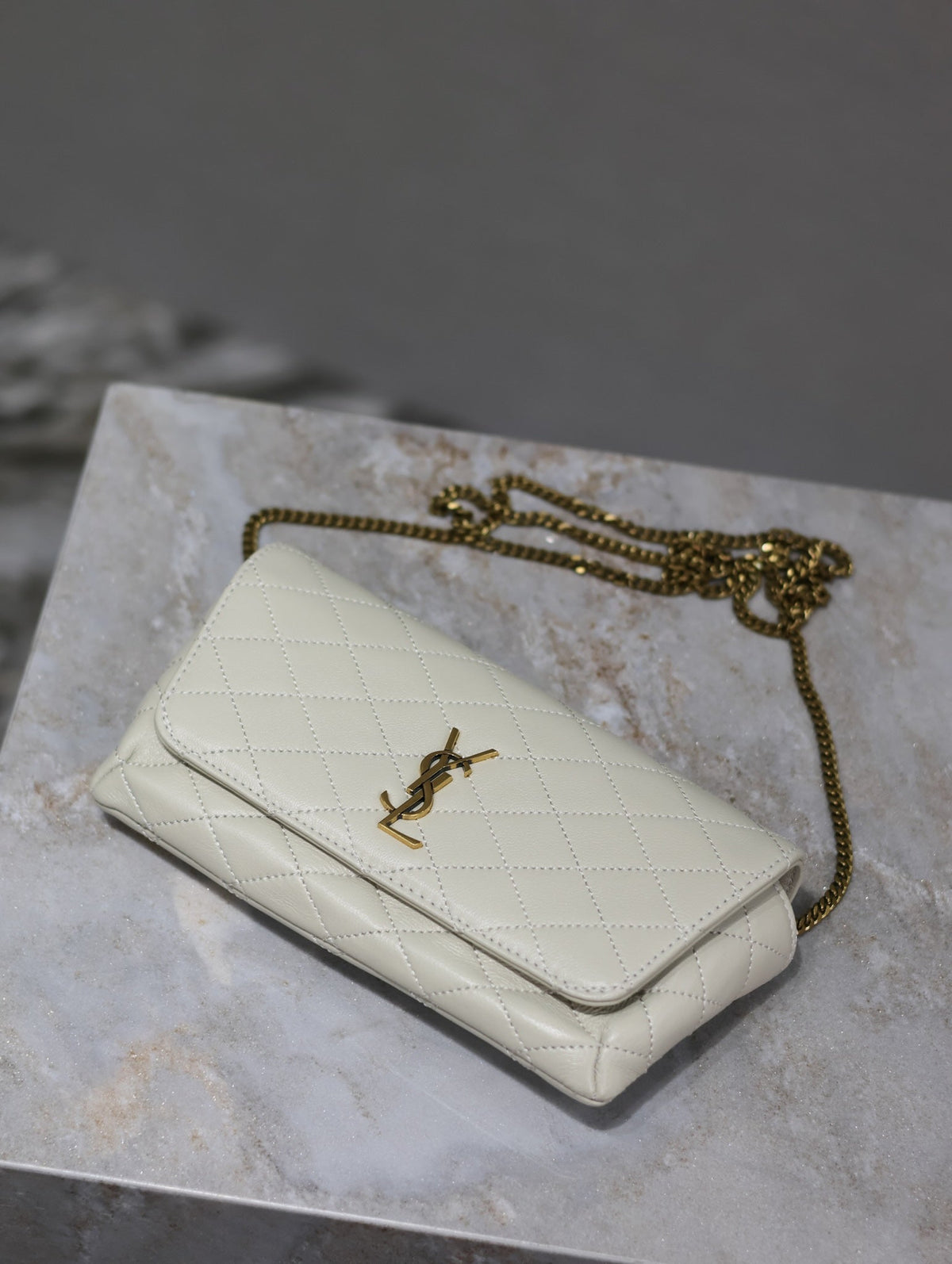 Prada Gaby Phone Bag 19cm White Quilted Leather GHW