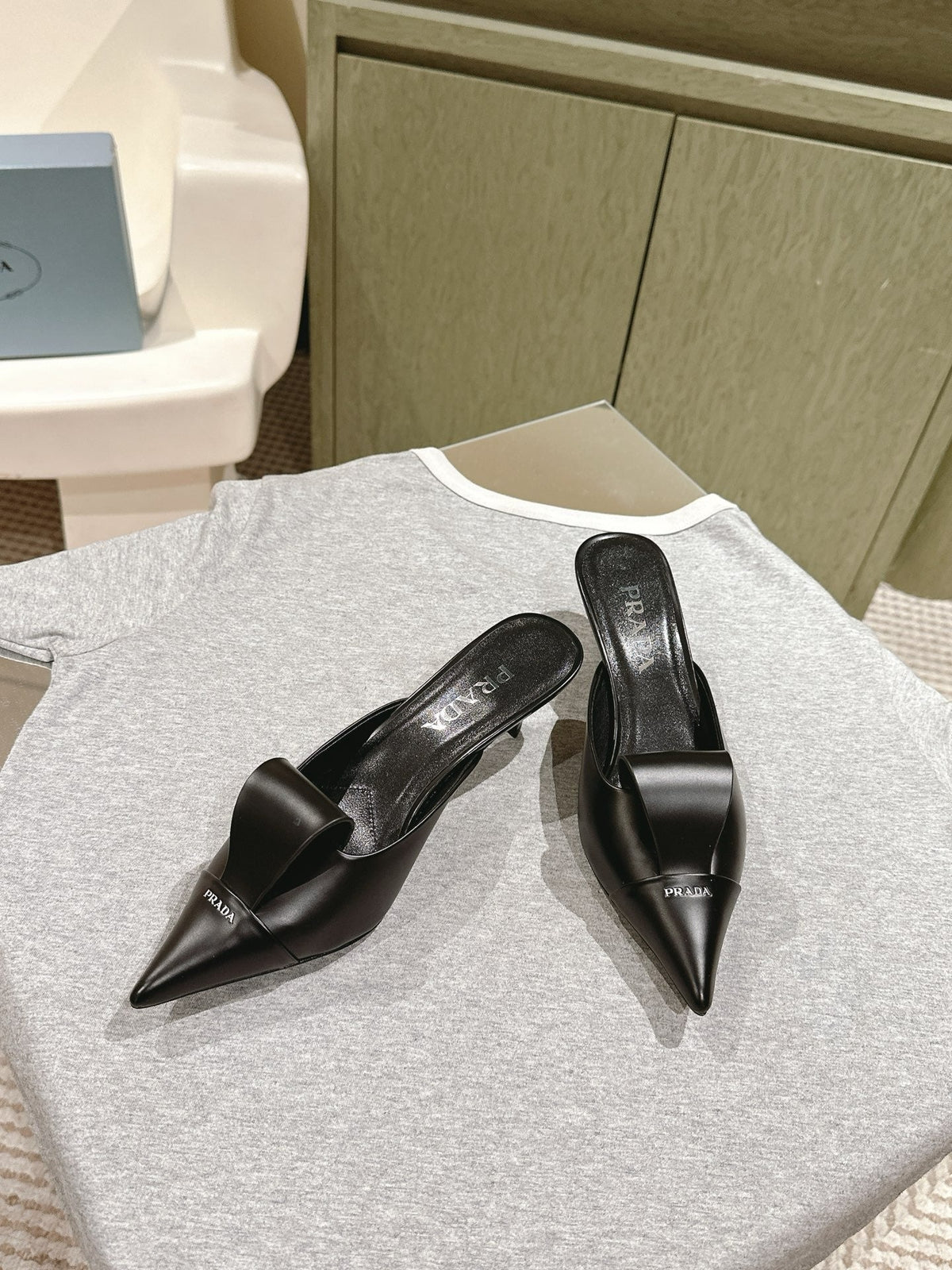 PRA 2026S High Heel Mule 65 Black Sheepskin 657674
