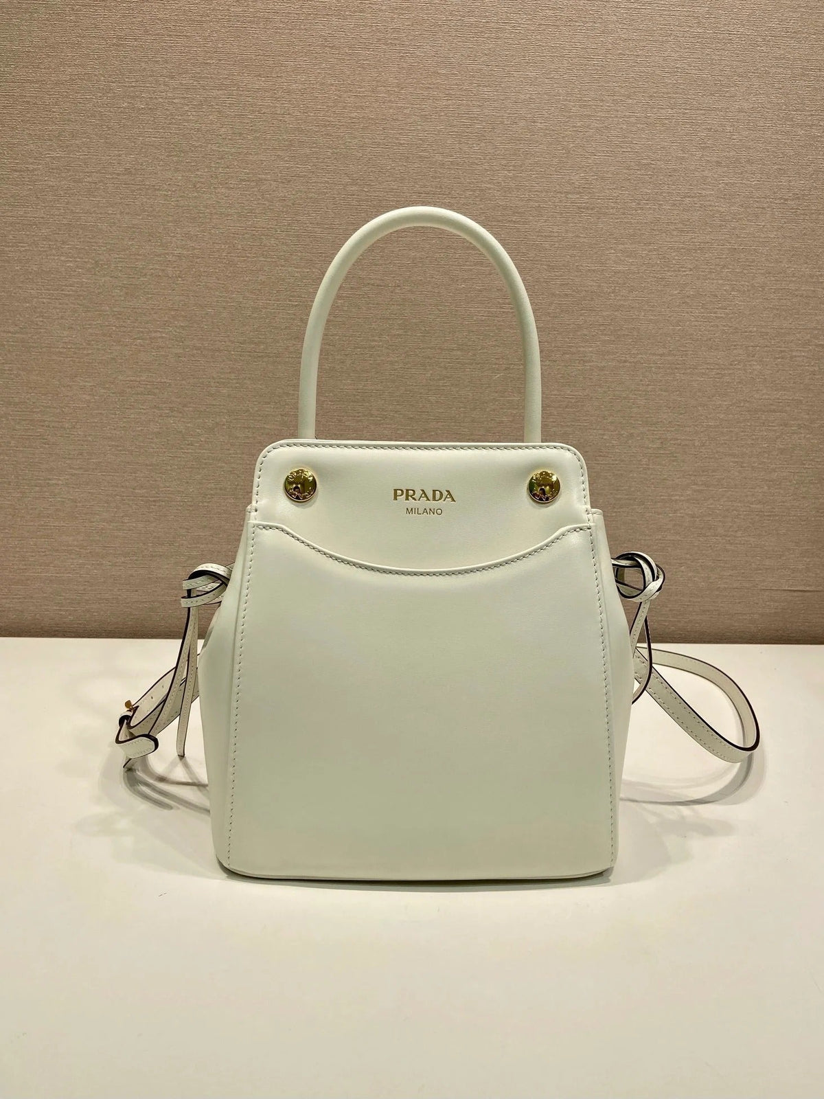 Prada 2026 Carry Bag 21cm Black White Brown Calfskin 351841