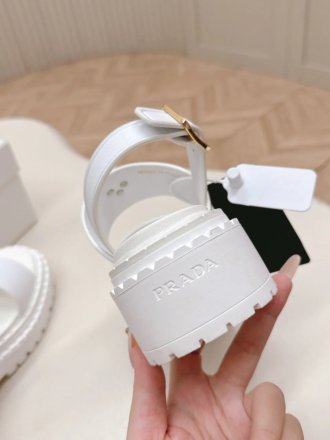 PRA 26S Platform Sandals White Cowhide 600567