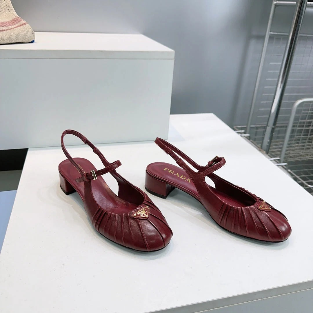 PRA 26S Slingback Flats Dark Red Sheepskin 628702