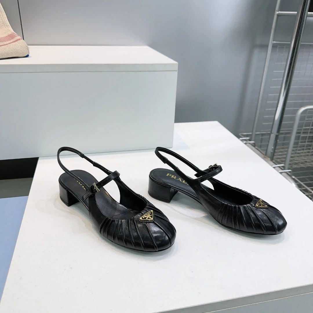 PRA 26S Slingback Flats Black Sheepskin 628700