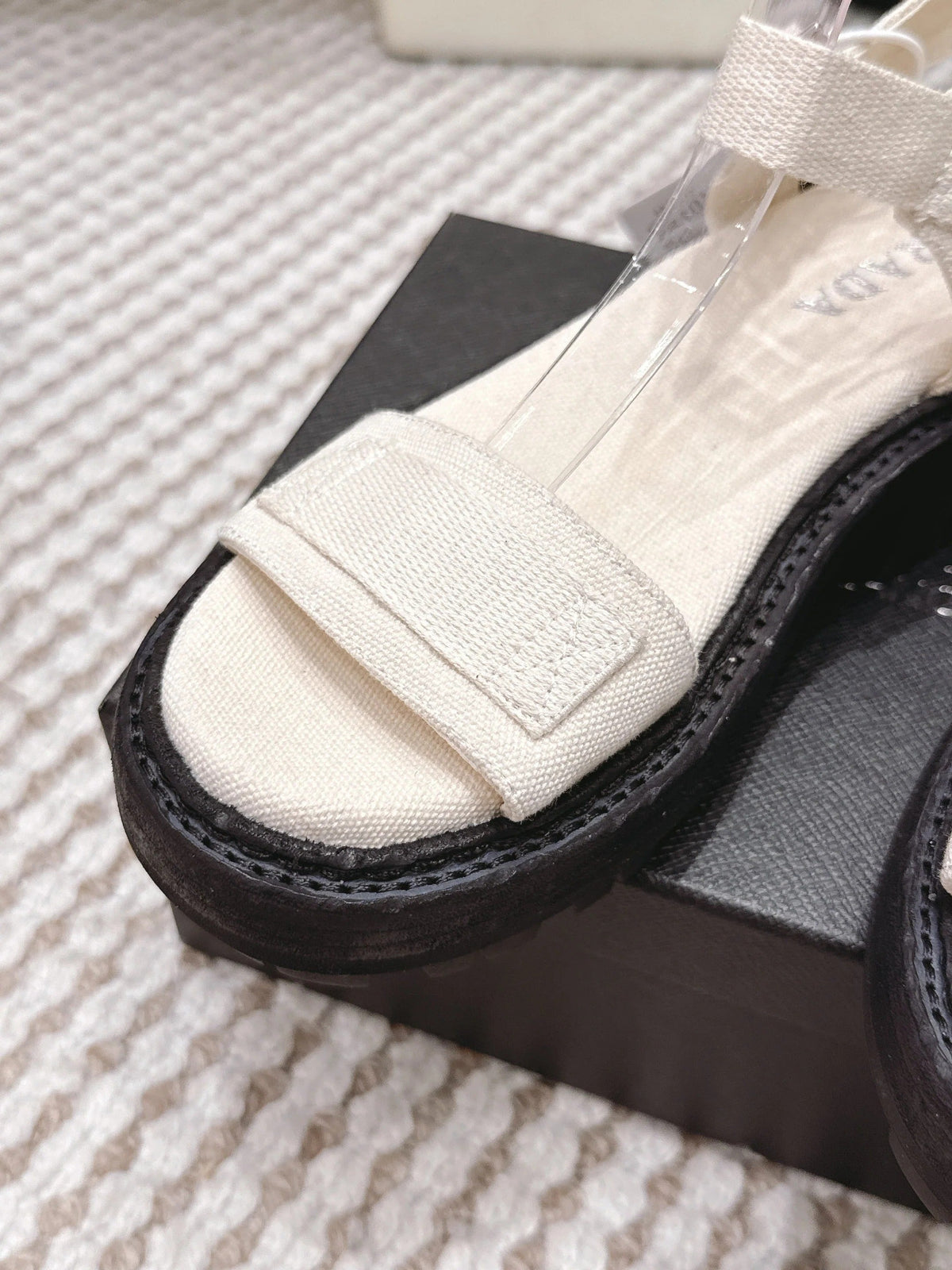 PRA 2026S Roman Sandals White Black Canvas 657521
