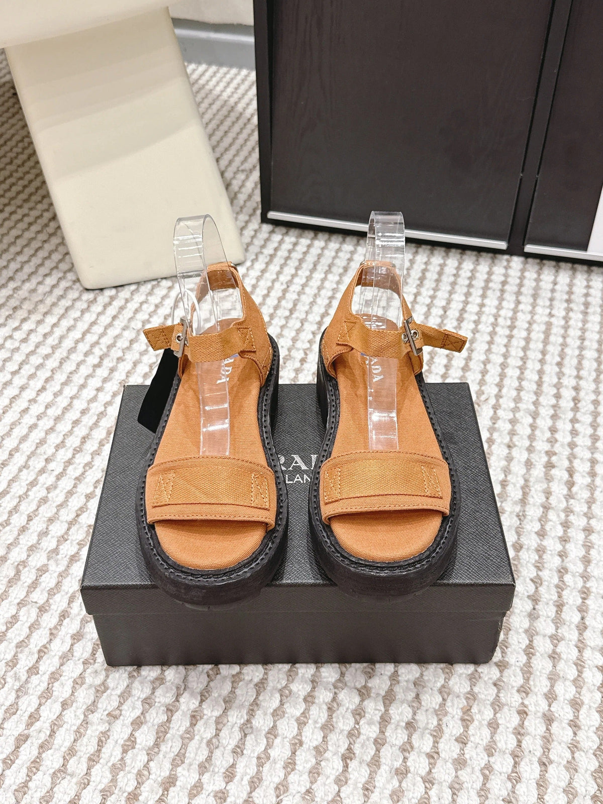 PRA 2026S Roman Sandals Tan Brown Canvas 657523