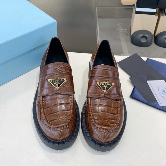 PRA 26S Platform Loafers Brown Crocodile Leather 628560