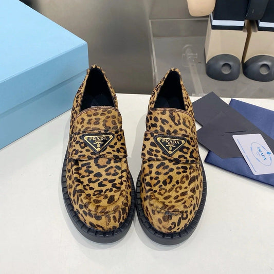 PRA 26S Platform Loafers Black Brown Leopard Leather 628562