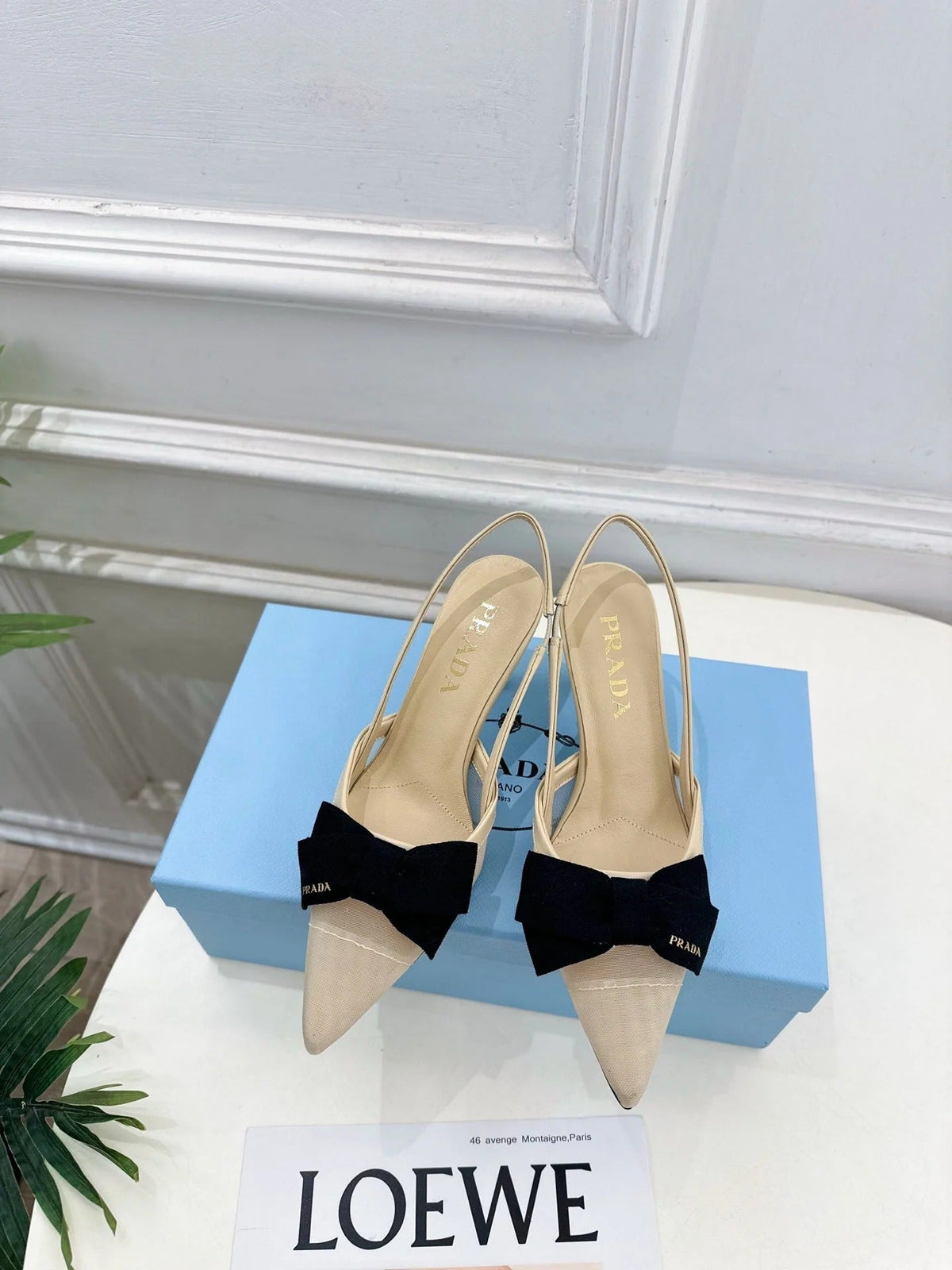 PRA 26S Pointed-Toe Slingback 75 Beige Mesh Sheepskin 631963