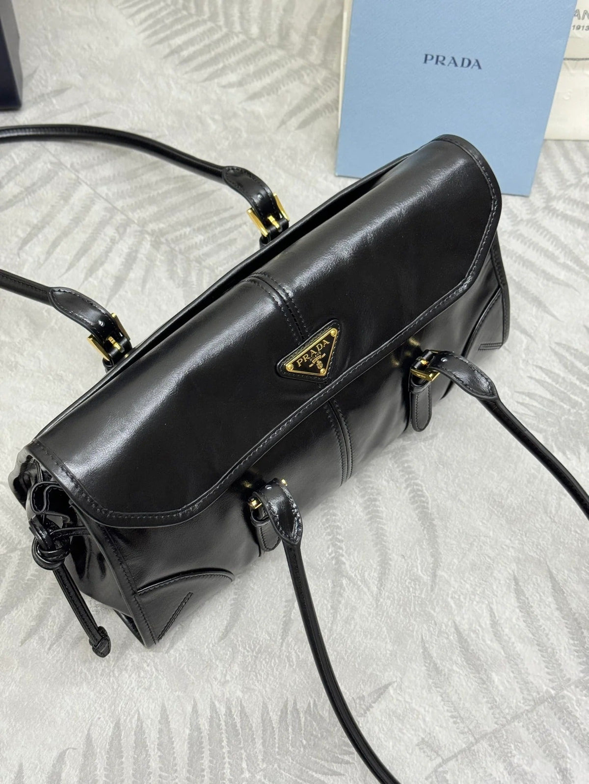 Prada 2026 Bonnie Bag 24cm Gray Leather